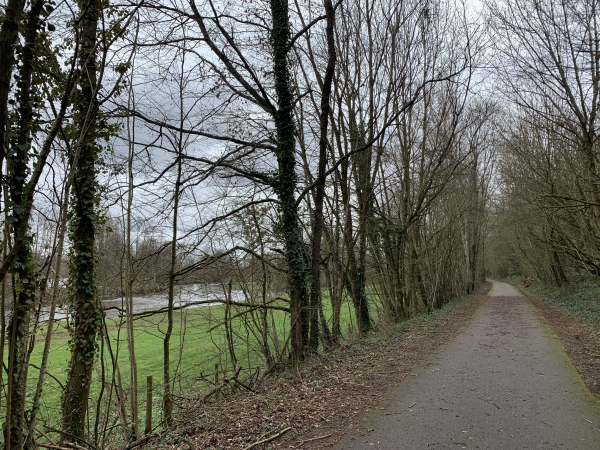 Voie Verte le long de l'Epte près des Marais Saint-Martin. Ce chemin, entre Gisors et Gasny, emprunte l'ancienne voie de chemin de fer Gisors - Pacy-sur-Eure.