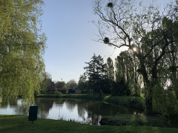 Nous partons du parking aménagé le long de l'étang au centre de Sacquenville.