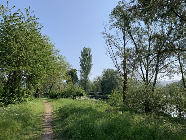 Nous quittons le Lac des Deux Amants pour suivre ce chemin qui nous conduit jusqu'au village de Poses.