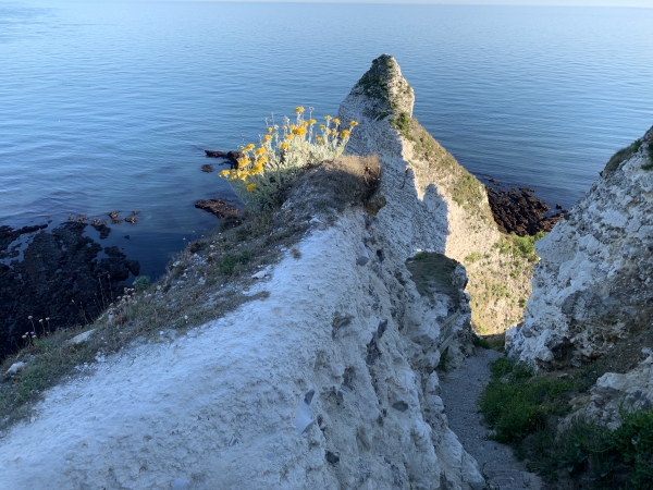 Vue sur la Porte d'Amont depuis l'escalier du Chaudron.