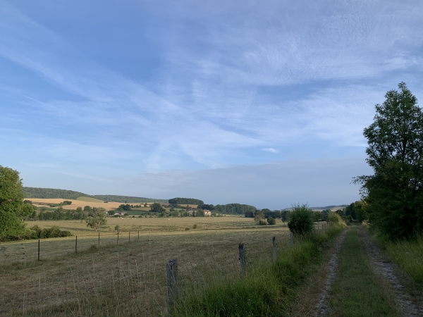 Dès la sortie de Bures-en-Bray, nous suivons ce charmant chemin qui longe l'ancienne voie ferrée Dieppe-Serqueux, devenue l'Avenue Verte. L'Avenue Verte est une véloroute, elle est goudronnée, nous sommes donc beaucoup mieux sur ce chemin qui la longe.