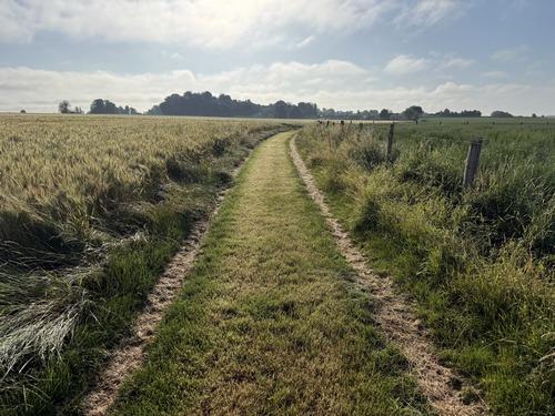 La traversée de la zone d'activité est rapide, et on passe directement d'un environnement d'entreprises aux paysages de campagne. Le chemin de la Table de Pierre est parfaitement entretenu !