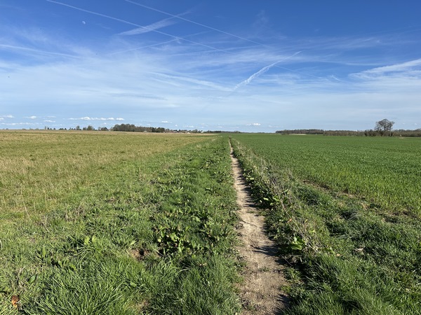 La traversée de la zone d'activité est rapide, et on passe directement d'un environnement d'entreprises aux paysages de campagne.