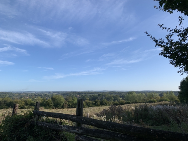 Chemin du Mesnil, nous dominons les plaines de Sommery.