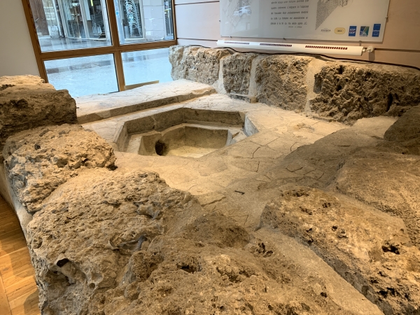 Vestiges d'une fontaine gallo-romaine du IIe siècle, découverte en 1994 place de la Pucelle.