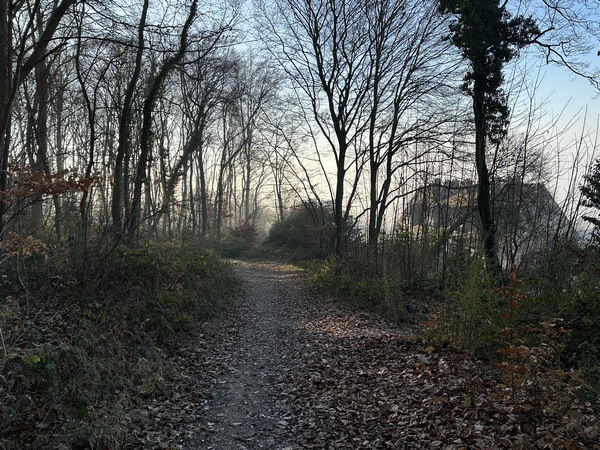 Par endroits, le GR2 est juste derrière les maisons du Trait.