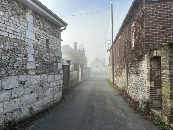 Nous sommes au niveau du château du Trait qui surplombait la Seine.&nbsp;Délaissé par ses propriétaires, les comtes de Maulévrier, au profit du château du Taillis, il n'en restait que quelques murs au XIXe siècle, et rien maintenant, si ce n'est quelques pierres de réemploi. (ref : le Canard de Duclair - http://jumieges.free.fr)