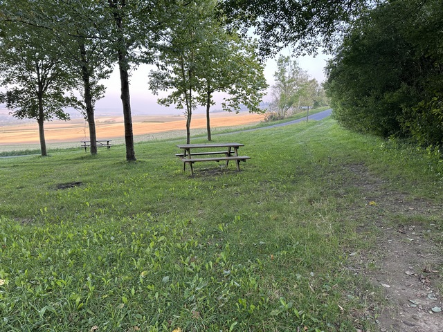 Après cette aire de pique-nique, nous allons suivre la route de Lucy sur quelques mètres avant le prochain chemin.