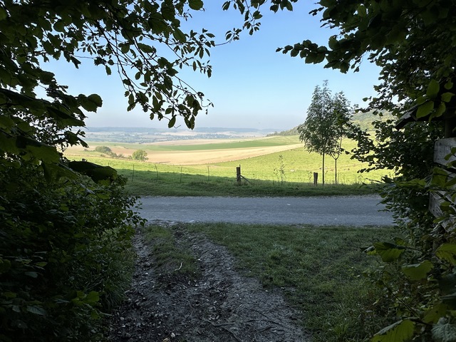 Nous sortons du bois, avec à nouveau un beau panorama sur la vallée de la Béthune.