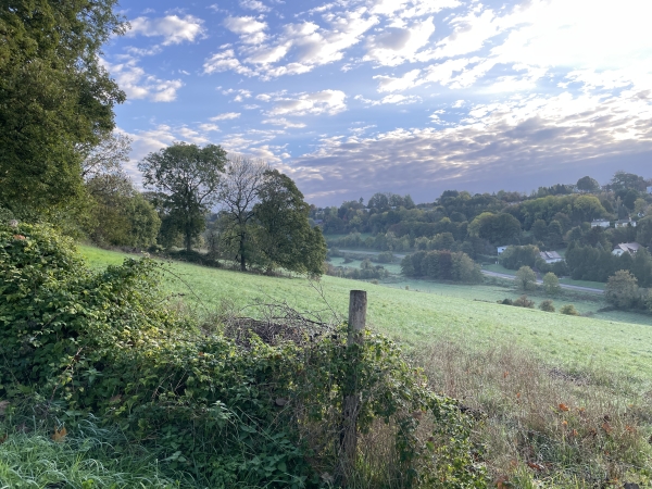 Sentier de la Croix de l'Epine, regard arrière sur le Val Saint-Gervais qui sépare ici Mt-St-Aignan de Rouen.