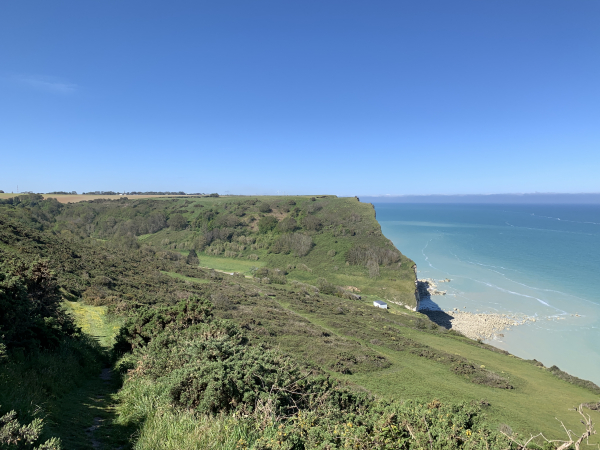 Nous descendons vers la valleuse d'Eletot, dernière valleuse avant le retour.