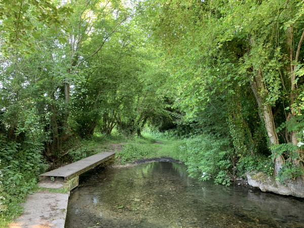 La traversée du Clérot se fait par un gué ou une passerelle, nous choisissons la passerelle. Nous rejoignons ici le GR224RD que nous allons suivre.