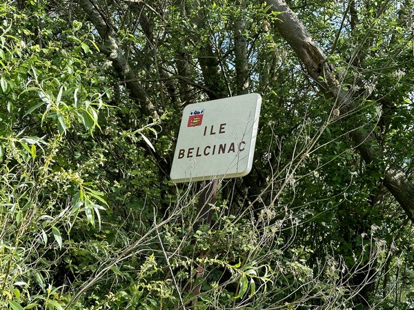 Nous arrivons au niveau de l'Île Belcinac qui abritait le monastère fondé par Saint Condède au VIIe siècle. L'île fut submergée en 1330 et le monastère détruit. Depuis l'endiguement de 1846, elle est intégrée aux prairies humides.