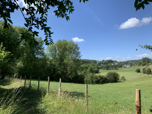 On commence à distinguer les premières maisons de Blainville.