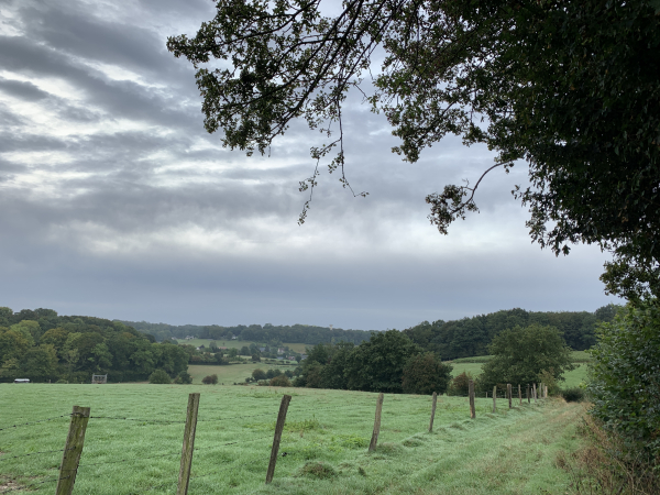 Nous sommes remontés jusqu'au hameau de Fongueuse. Notre chemin domine la vallée du Crevon. Nous allons descendre vers St-Germain-des-Essourts.