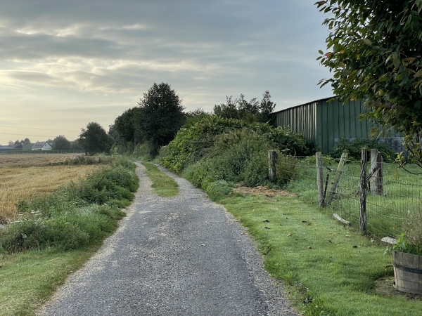 Nous partons du parking de la mairie, prenons la direction de l'est et rejoignons le chemin de la Grange.