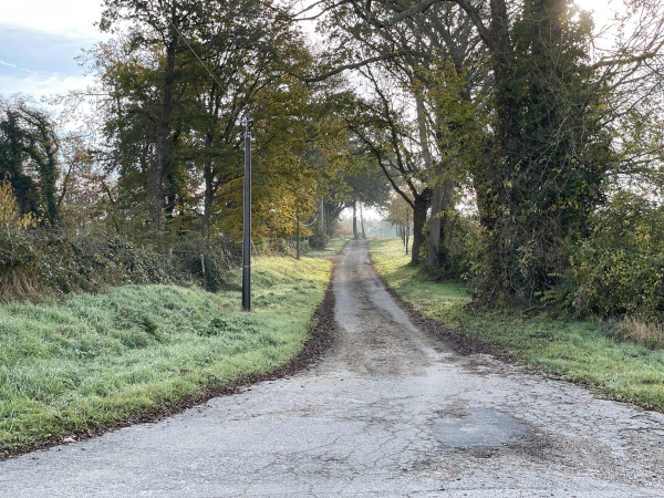 Nous quittons la route d'Aizier, pour suivre le chemin de la Coutume.