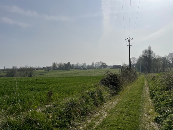 La rue du Bois mène directement au bourg de la Haye-Aubrée, mais nous ne resistons pas au plaisir de faire un petit détour par le chemin de Martel et le chemin des Comtes.