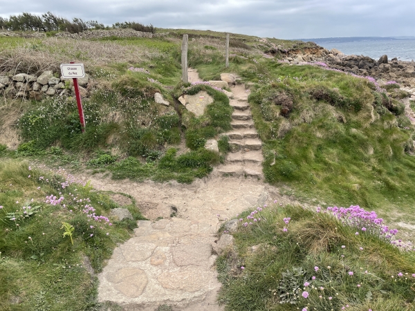 Chasse du Nez, avec en face le balisage rouge et blanc du GR223 et le balisage jaune de ce circuit.
