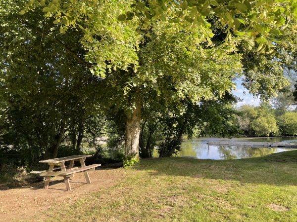 Nous partons du parking de la mairie de Caumont-sur-Orne, sur la D562. Derrière la mairie se trouve ce délicieux petit parc, aménagé sur la berge de l'Orne.