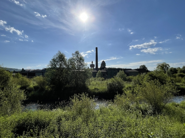 Sur l'autre rive, nous voyons la Manufacture de St-Rémy. Cette usine a produit des pansements, notablement pendant les guerres de 1870, 1914 et 1940.