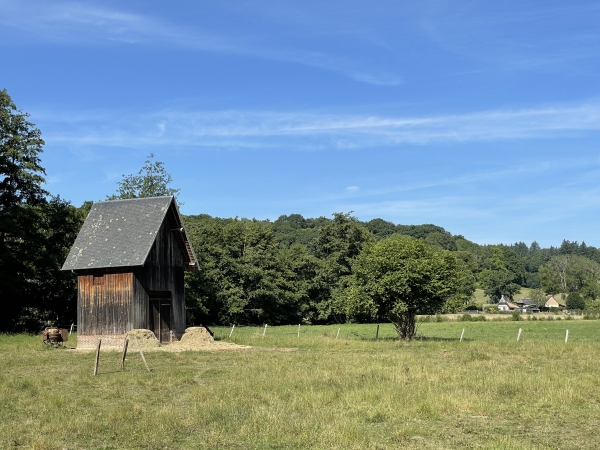Curieuse grange à Livet-sur-Authou.