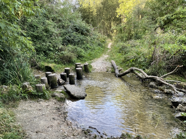 Passage ludique sur l'un des ruisseaux qui coulent vers la Seine.