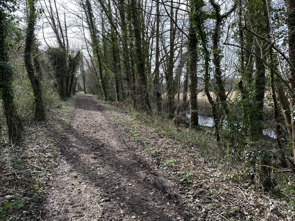 Le chemin suit l'ancienne voie ferrée Acquigny-Evreux le long d'un bras de l'Eure.
