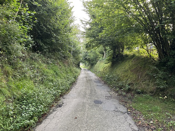 Nous traversons quelques hameaux, comme ici le hameau de Colmont, aux maisons discrètes derrières les talus.