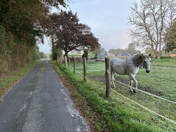 Nous évitons, un peu, la route d'Aizier en passant par les petites rues du hameau du Quesney.
