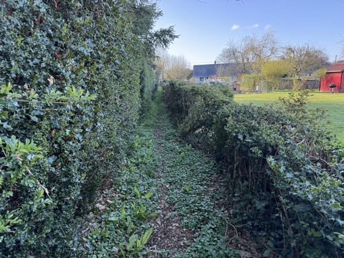 Le sentier traverse La Haye pour déboucher sur la N31 et rejoindre la rue de l'Eglise.