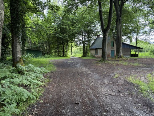 Un abri de chasse nous rappelle que ces bois sont en grande partie des réserves de chasse. C'est sans doute un circuit à éviter en période de chasse.