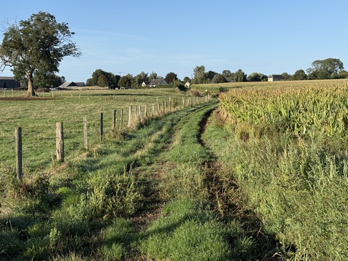 Nous distinguons déjà les premières maisons d'Epreville.