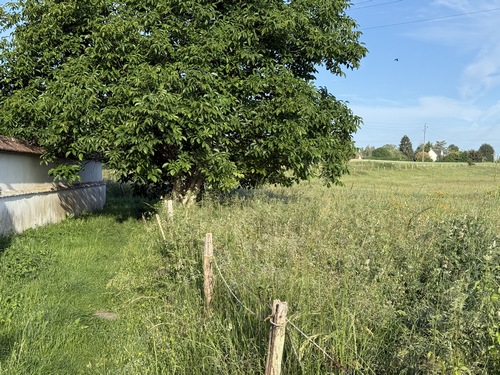 Nous sortons du centre bourg par la rue Rosée, et tournons sur ce chemin qui passe entre les maisons pour rejoindre la rue de l'église.