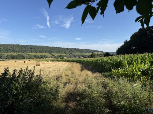 Sortie de la forêt domaniale de Lyons pour entrer dans la Plaine de Vascœuil.